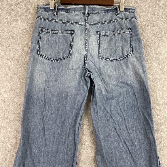 Free People Jeans Womens 31 Light Wash Wide Leg Stretch Mid Rise Boho Festival - Picture 9 of 14